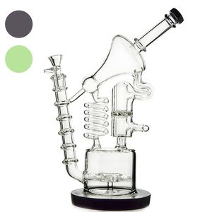 Riesige Recycler-Glasbong mit dicker Basis, Dab-Ölbohrinsel, Spulenbongs, Vogelkäfig, große Wasserpfeife, Bubbler, Wabenperc mit Schüssel WP558