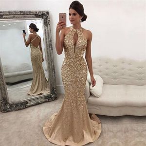 Extravagance Drill Evening Dresses Mermaid Party Dresses Gauze T-shirt Chest Vent Hollow Sexy Halter Fishtail Prom Dresses