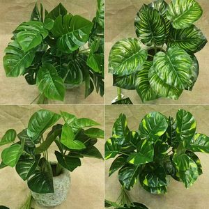 11 Branches Plastic Artificial Green Leaf Decorative Flowers Foliage Leaves Plant For Party Wedding Home Garden Decorations