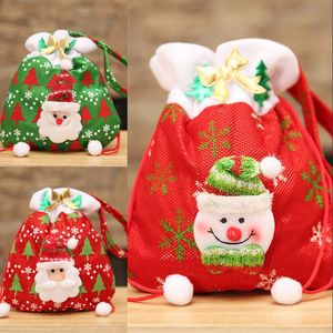 Colorful Christmas Tree Santa Claus Snowman Pattern Candy Bag Handbag Home Party Decoration Gift Bag Xmas Supplies