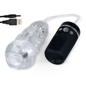 USB Rechargeable Strong Suck Machine Oral Sex Male Masturbator Cup, Electric Blowjob Vibrating Pussy Toy For Men Product Y18103005