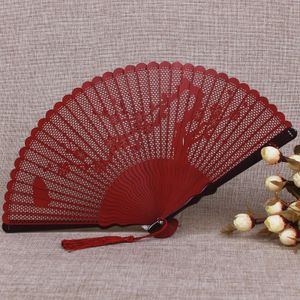 Ventaglio pieghevole in bambù pieno traforato Ventilatori portatili portatili giapponesi piccoli per il regalo delle donne del ventaglio di nozze