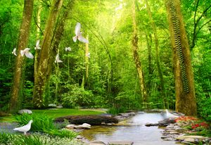 Personalizza la tenda della finestra della foto del paesaggio della foresta delle tende 3D per le decorazioni del soggiorno per le tende oscuranti domestiche