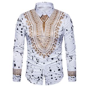 3D Print Shirt Men 2017 Traditional African Dashiki Men Shirt Long Sleeve Slim Fit Casual Mens Dress Shirts Camisas Masculinas