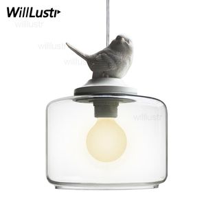 bird glass pendant lamp modern LOFT American Country style lighting bedroom hotel restaurant dinning room nordic light Antoine Laverdiere