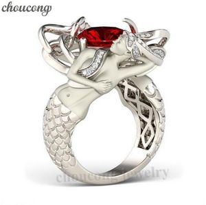 choucong Mermaid style 10 colors Birthstone ring 925 Sterling Silver Filled Wedding Band Rings for Women Men cz Party jewelry