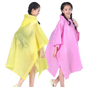 Crianças reutilizáveis ​​Capacho de chuva Cartoon Transparente Casa de chuva à prova d'água Crianças de capa Capuz Tipo Poncho Student Rainsuit