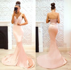 Stylish Mermaid Country Bridesmaids Dresses Long Sweetheart Neckline Lace Wedding Guest Dress Sweep Train Satin Maid Of Honor Gowns