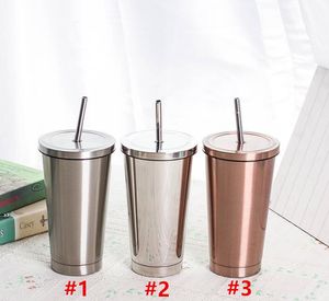 500ml 17oz Moda Taşınabilir Kahve Kupası Kaplamalı Çift Duvar Paslanmaz Çelik Vakum Yalıtım Şişesi Flask Seyahat Çay Termos Kupaları