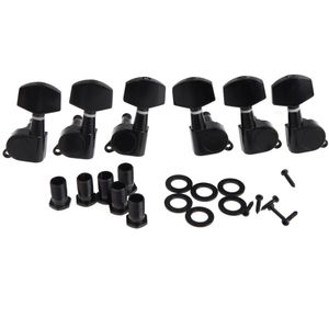 6 stycken Svart förseglad elektrisk tuning PEGS Tuner Machine Head 3R 3L / Akustisk gitarr