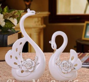 Hot Ceramic Swan Home Decor Crafts Decoration Ceramic Kawaii Ornament Reklamacje Porcelanowe Figurki Figurki Zwierząt Dekoracje