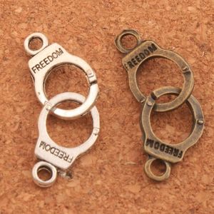 200pcs/lot Handcuffs Freedom Connector Spacer Charm Beads Antique Silver/Bronze Pendants Alloy Handmade Jewelry DIY L243 31.7x10.2mm