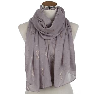 New Fashionable Grey Pink White Wine Lightweight Bronzing Foil Gold Cactus Long Infinity Scarf For Womens