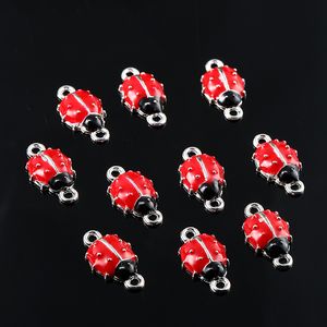Semester Gift Design Handiwork Black Red Enamel Ladybird Charm för DIY Smycken 200PCS Partihandel
