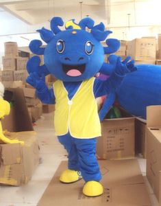 Azul dinossauro mascote trajes tema animado dragão Cospaly mascote dos desenhos animados personagem Halloween carnaval festa traje