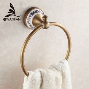 Towel Rings Wall Mounted Towel Holder Towel Ring Solid Brass Construction Antique Bronze Finish Bathroom Accessories HJ-1808