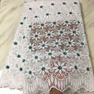 5 Yards/pc Beautiful white flower and black embroidery french net fabric with beads african mesh lace for dress BN89-2