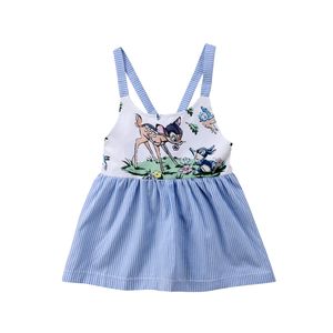 Dziecko Odzież 2018 Lato Noworodka Dziewczynka Dress Design Drukowanie Pasek Rękawów Suknia Długość Regulowane Stroje Suknie