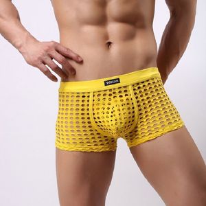 underkläder män Mode boxershorts Man söt mesh boxare Pojks sexiga trosor homosexuella manliga korta herr underkläder fisknät