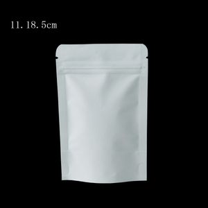 11 * 18,5 cm 50 Pz / lotto Bianco Doypack Chiusura lampo richiudibile Sacchetto di carta kraft Sacchetto di alluminio Sacchetti di imballaggio Termosigillabile Borsa per alimenti