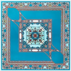 Szaliki Nowy jedwabny szalik Twill Kobiety Hiszpania Korona Kwadratowy Szaliki Moda Szal Owinia Kobieta Faulard Kerchief Bandana 100cm*100 cm