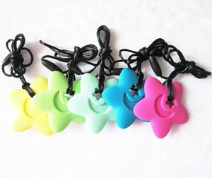 아기를위한 별 Teether 펜던트 간호 목걸이 안전 실리콘 펜던트 큰 달과 별 치아 발육기 Chewelry 감각 목걸이를 씹을