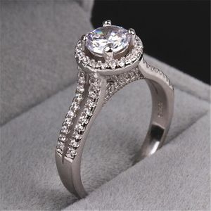 Mulheres Moda Jóias 925 Sterling silver Coroa anéis 3ct 5A Diamonique Cz Anel de noivado de casamento banda para as mulheres Presente