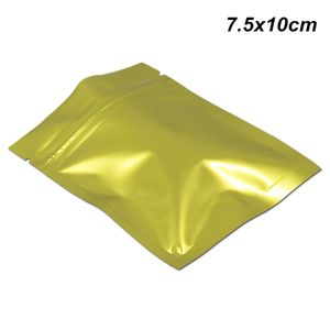 7.5x10cm 100 peças de ouro Zipper Mylar Auto vedação folha de embalagem Sacos para Frutos Secos Flor Resealable folha de alumínio de Mylar sacos de embalagem