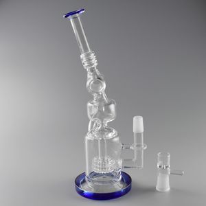 12-tums Green Cyclone Helix Recycler Hookah Bong Oil Rig Perc Glass Bubbler Pipe med handtagskålen