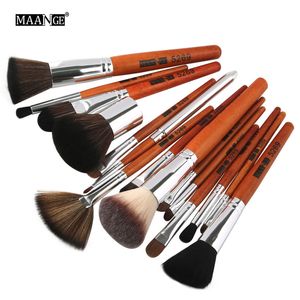 15.PCs Makeup Brushes Set Professionell imitation Trähandtag Foundation Powder Eyeshadow Highlight Blandning Make Up Brush Tools Kit