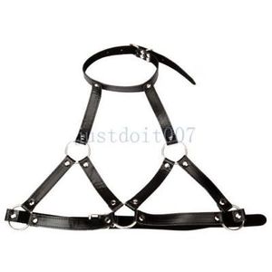 Kobiety Sexy Faux Bondage Leather Open Cup Cupless Chest Bra Bra Top Ciała Obrzeża Pasek Kołnierz # R56