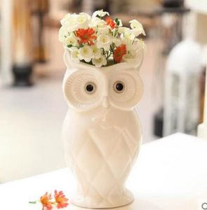 Vit Coruja Ceramica Owl Heminredning Uggla Blomma Vase Pott Hantverk Hantverk Rumsdekoration Hantverk Porslin Animal Figurine