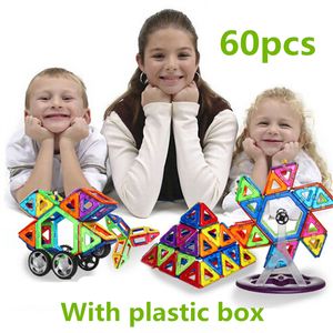 Tamanho padrão Blocos de construção magnética Modelo Brinquedos Brinquedos Designer de tijolo iluminam com caixa de plástico Fábrica Ordem Atacado 28-60 pcs / set ou mais