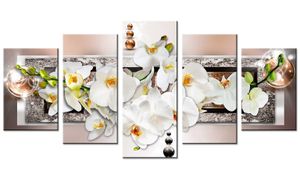 Пять картин маслом белых цветов и орхидей находятся на холсте а современные художественные изображения metope украшают спальню гостиной с рамкой