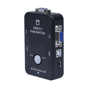 Wholesale Freeshipping All-in-one Mini 2 Ports KVM Manual Switch Box Adapter w USB Connector
