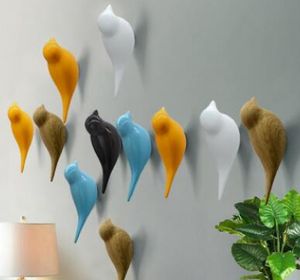 Hurtownie- Kreatywne haczyki ścienne Ptak Dekoracje Żywicy Drewno Ziarna Haki Drzwi Sypialni Po zwierzętach Haczyki 3d Coat Hook Pojedynczy Wieszak Wall L50