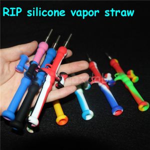 silicon wax dab containers Mini Bongs Water Pipes with GR2 Titanium Nail 10mm Concentrate Straw Silicone Oil Rigs