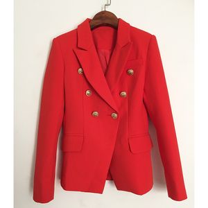 Новый стиль высочайшего качества оригинальный дизайн женские классические двубортные блейзер тонкий пиджак металлические пряжки Blazer красный смешанный пальто вагурки