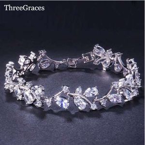 Romantic CZ Jewelry Leaf And Flower Cubic Zirconia Bridal Wedding Bracelets Gift For Bridesmaid BR031 on Sale