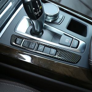 Carbon Fiber Color Center Console Mode Knappar Ram Dekorationskåpa För BMW X5 F15 X6 F16 2014-18 LHD ABS CAR INTERIOT