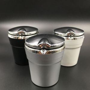 Ny stil resa bärbar bil askkopphållare kopp med LED blå ljus cigarett silver svart fri frakt