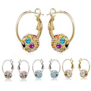 18k de ouro prata banhado austríaco brincos de argola de cristal para mulheres ladies wedding jóias clipe em brincos de Dangle Brincos De Casamento Diamante Brincos