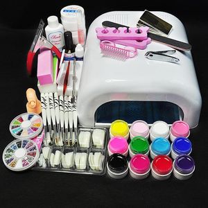 Nail Art Kits Partihandel Lampa 12 Färg UV Gel Pro 36W Verktygsuppsättningar