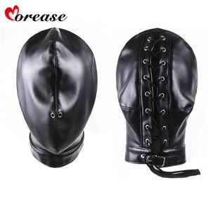Morease Mask Sexy Bondage Fetish Full Cover Sex Toy For Woman Male Couple Leather Hood BDSM Erotic Toys Sexo Adult Games Y18100702