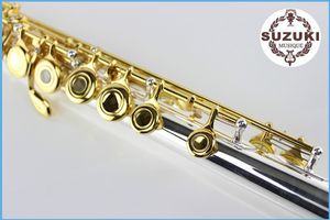 Nowa marka Wysokiej jakości 16 otworów Otwórz Suzuki Flete Instrumenty muzyczne Cupro Nickel Gold Plated Button z E Kluczową Case