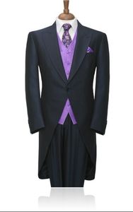 Personalizza frac grigio scuro smoking dello sposo stile mattutino uomo abiti da sposa eccellente uomo formale vestito da ballo di fine anno (giacca + pantaloni + cravatta + gilet) 946