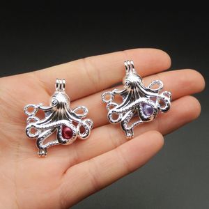 10pcs argento brillante polpo Devilfish collana braccialetto gioielli che fanno perle perline gabbia ciondolo medaglione profumo diffusore regali divertenti