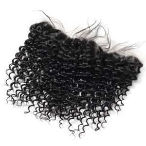 IsHow 13x4 lace frontal fechamento corpo onda solta águas profundas cabelo em linha reta para as mulheres todas as idades cor natural brasileiro indiano peruano da Malásia