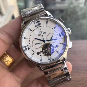 Luxury Men Watch All sub-dials working Top brand mens watches fashion Mechanical Automatic Full Stainless Steel band daydate Waterproof flywheel wristwatch For men