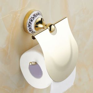 Paper Holders with Ceramic Base Gold Chrome Finish Paper Holder Tissue Roll Holder Wall Mounted Brass Construction Bathroom Accessories